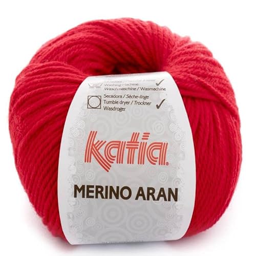Lanas Katia Merino Aran Strickgarn, Rot, Cod. 4 Lanas Katia Merino Aran Strickgarn, Rot, Cod. 4 von yaco