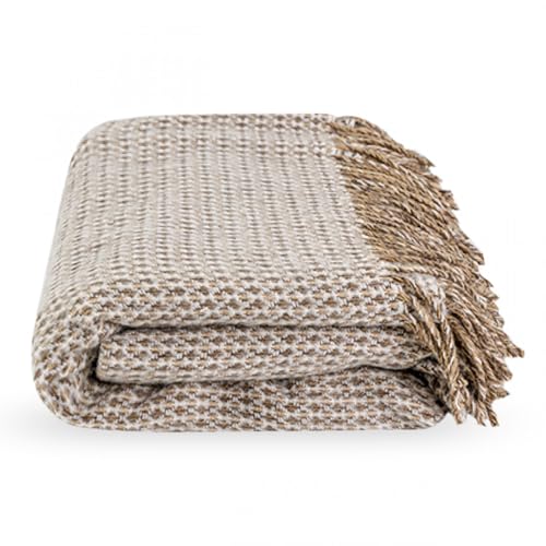 Lanavitta – Halbwolldecke „Milena“ – Warme Sofadecke & Plaid – Kuschelige Tagesdecke, Couchdecke & Bettüberwurf aus 20% Wolle & 80% Polyester – Hellbeige – 200х220 von Lanavitta