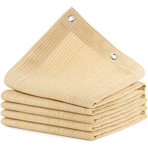 Sonnensegel Sonnenschutz Rechteckiges, Reißfestem HDPE 95% UV Schutz Markisen mit Seilen und Kabelbinder für Garten, Terrasse, Balkon, Camping, Pergola, Auto Markise, 1Meter 1 Loch… (3x5m, Beige) von Lanbent