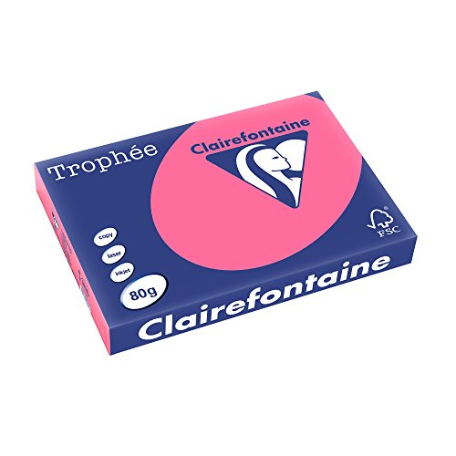 Clairefontaine 1898C - Ries Druckerpapier / Kopierpapier Trophee, intensive Farben, DIN A3, 80g, 500 Blatt, Eosin, 1 Ries Clairefontaine 1898C - Ries Druckerpapier / Kopierpapier Trophee, intensive Farben, DIN A3, 80g, 500 Blatt, Eosin, 1 Ries von Clairefontaine