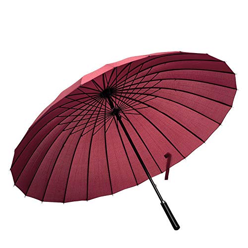 Lancoon 24 Rippen GroßEn Regenschirm, Mode Langen Griff Geraden Regenschirm, Anti-Uv-Sonne/Regen KS07Red von Lancoon