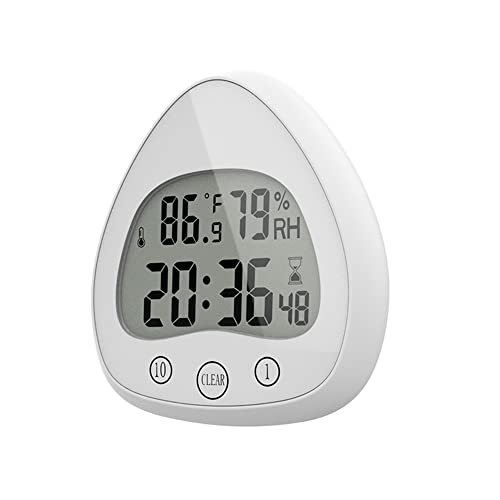 Lancoon Badezimmer Digitale Wanduhr Stumm Dusche Küchentimer Super Wasserdicht Beschlagfrei Staubdicht mit Saugnapf Hakenhalterung Temperatur Luftfeuchtigkeit Induktion(Weiß) von Lancoon