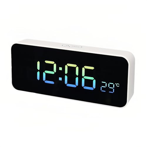 Lancoon Digitaler Multifunktionswecker mit Countdown 3 Stufen Einstellbarer Lautstärke Plug in Touch Funktion Temperatur Dual Alarm Farblicht Snooze für Schlafzimmer Zuhause (Weiß) von Lancoon