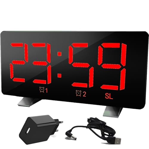 Lancoon Digitaler Wecker Netzbetriebener Funkwecker Großes Zifferndisplay Schlummern 4 Einstellbare Helligkeit für Schlafzimmer Haus von Lancoon