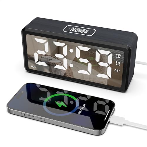 Lancoon Digitaler Wecker aus Holz mit großer LED Anzeige für das Schlafzimmer DST Dimmbar Dual-Alarm USB Ladeanschluss Snooze Wochentag/Wochenende Modus Schwarz Lancoon Digitaler Wecker aus Holz mit großer LED Anzeige für das Schlafzimmer DST Dimmbar Dual-Alarm USB Ladeanschluss Snooze Wochentag/Wochenende Modus Schwarz von Lancoon