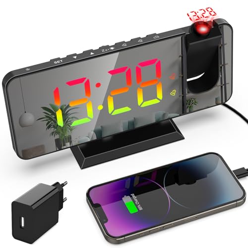 Lancoon Digitaler Wecker mit Projektor 11 Farben Display-Modus Dual Alarm Einstellung Snooze Dimmer 12/24H ändern Inklusive Adapter Lancoon Digitaler Wecker mit Projektor 11 Farben Display-Modus Dual Alarm Einstellung Snooze Dimmer 12/24H ändern Inklusive Adapter von Lancoon