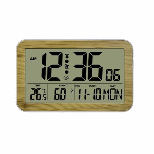 Lancoon Digitaler Wecker mit Snooze, LCD HD Großbildschirm, Temperatur & Luftfeuchtigkeit Datum & Wochenfunktion, Batteriebetrieben mehrere Farben für Schlafzimmer Wohnzimmer von Lancoon
