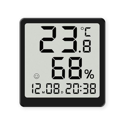Lancoon Digitales Thermohygrometer mit LCD Kleiner Wecker Temperatur Luftfeuchtigkeit Magnetisches Datum 12/24 Stunden ℃/℉ Schalterhalterung Hängeloch für Zuhause Wohnzimmer Büro von Lancoon