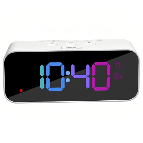 Lancoon Digitaluhr mit RGB Farbdisplay Sprachsteuerung Multifunktion LED Sprachaufzeichnungswecker dimmbare Hintergrundbeleuchtung Snooze Funktion Schlafzimmer Studentenzimmer Schreibtisch Weiß‌ von Lancoon