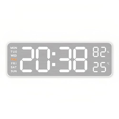 Lancoon Elektronische LED Wanduhr mit 3 Helligkeitsstufen Auto Dimmer Gebürstetes Metall Temperatur Luftfeuchtigkeit Datum Woche Dual Alarm für Wohnzimmer Dekor Büro Lancoon Elektronische LED Wanduhr mit 3 Helligkeitsstufen Auto Dimmer Gebürstetes Metall Temperatur Luftfeuchtigkeit Datum Woche Dual Alarm für Wohnzimmer Dekor Büro von Lancoon