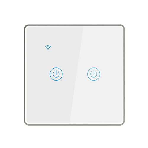 Lancoon Intelligentes Licht Wasserdichter Schalter Mit Silbernem Aluminiumrahmen, Unterstützung für Drahtlose Fernbedienung, Sprachsteuerung, Familien-Multiplayer-Sharing (2 Gang) von Lancoon