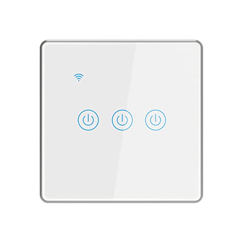Lancoon Intelligentes Licht Wasserdichter Schalter Mit Silbernem Aluminiumrahmen, Unterstützung für Drahtlose Fernbedienung, Sprachsteuerung, Familien-Multiplayer-Sharing (3 Gang) von Lancoon