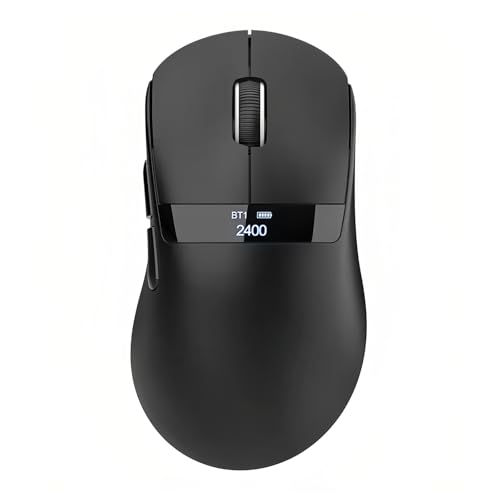 Lancoon Kabellose Gaming Maus mit Tri-Mode 12000 DPI PU Sticker Wiederaufladbar PAW-3311 Sensor Lange Batterielebensdauer Bildschirm Anzeige für Laptop PC Computer Büro Zuhause von Lancoon