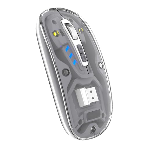 Lancoon Kabellose Transparente Maus mit 2.4G Mute Taste Cooles Blaues Licht 3 Einstellbare DPI Optischer Sensor Wiederaufladbar Design Magnetismus Abdeckung für Computer Gaming Home Lancoon Kabellose Transparente Maus mit 2.4G Mute Taste Cooles Blaues Licht 3 Einstellbare DPI Optischer Sensor Wiederaufladbar Design Magnetismus Abdeckung für Computer Gaming Home von Lancoon