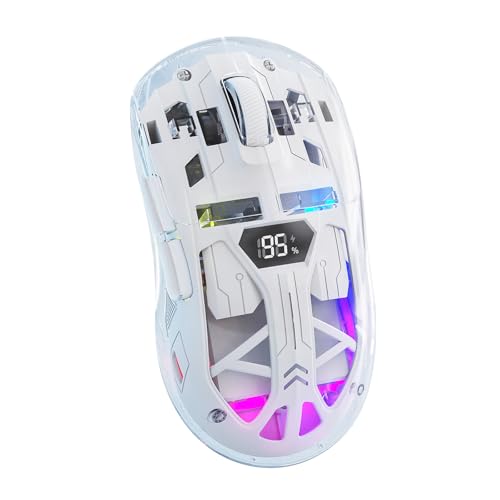 Lancoon Kabellose Transparente Maus mit 5 Einstellbaren DPI Dual-Mode RGB Licht Ergonomisches Design Batterie Display Bildschirm für PC Computer Laptop Büro Home von Lancoon