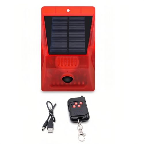 Lancoon Solar Alarm Strobe Licht mit Fernbedienung Bewegungsmelder Detektor Outdoor Alarm Tier Repeller Sicherheits Sirene IP65 wasserdicht geschützt für Villa Scheune Farm Yard von Lancoon