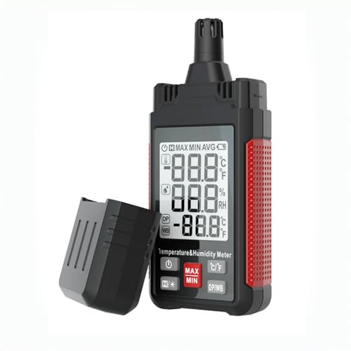 Lancoon Temperatur Feuchtigkeitsmessgerät Digitales Thermometer Hygrometer mit Taupunkt Nassbirne Hochpräzises Umgebungsfeuchtemessgerät für Innen und Außen MAX/MIN Datenhaltung von Lancoon