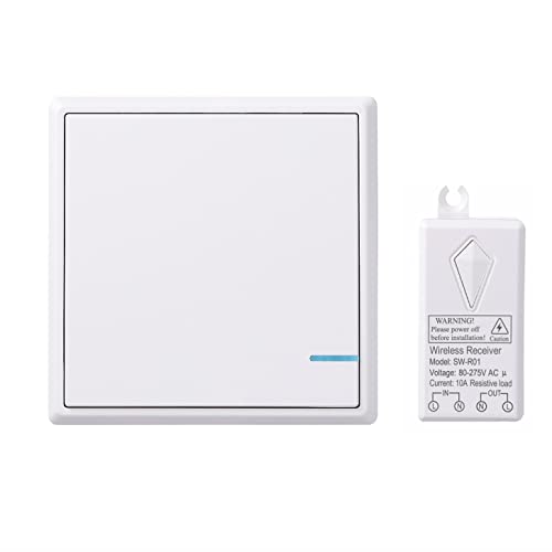 Lancoon Wireless Lichtschalter Kit, 80-275V Fernbedienung Relais Empfänger Keine Verkabelung, Kein WLAN Erforderlich Programmierbar Und Erweiterbar (1-Schalter Und 1-Controller) von Lancoon