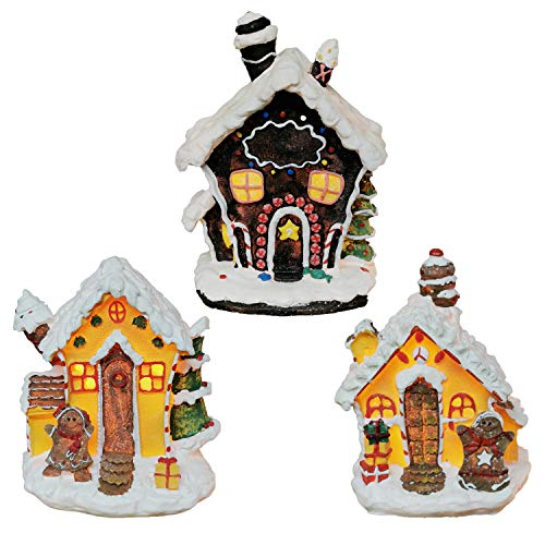 Beleuchtetes Zuckerhäuschen Set 3 TLG., Weihnachts Zucker Deko Häuschen Haus (LHS) von Land-Haus-Shop