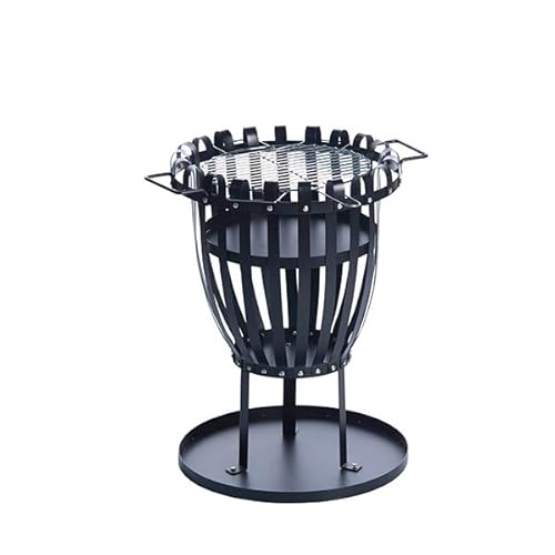 Feuerkorb mit Funkenschutz Terassenfeuer Gartenfeuer Feuerstelle rund mit Bodenplatte, Terassen Garten Feuer Korb Feuerschale Grill (Feuerkorb mit Grill-Funktion) von Land-Haus-Shop