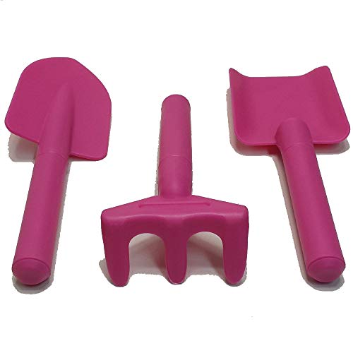 Kinder Hand Gartengeräte Set 3tlg. Garten Harke Schaufel Spaten, Junior Kunststoff Ausführung (pink) von Land-Haus-Shop