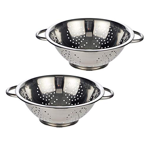 Küchensieb Abtropfsieb Edelstahl Salat Nudel Seiher Sieb 24cm massiv für Salat Nudeln und mehr (2 Stück) von Land-Haus-Shop