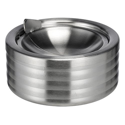 Land-Haus-Shop® Edelstahl Aschenbecher mit Deckel, Windascher mit Klappdeckel Windaschenbecher 11,8 cm Durchmesser von Land-Haus-Shop