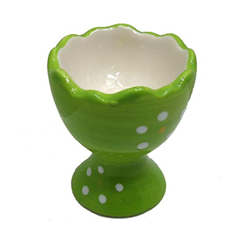 Land-Haus-Shop Eierbecher aus Keramik in grün, Oster Ei Eier Becher (1 Stück), für Küche, Ostern, Deko (LHS) von Land-Haus-Shop