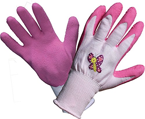 Land-Haus-Shop Kinder Arbeitshandschuhe Gartenhandschuhe Kinder Arbeits Garten Handschuhe pink Schmetterling von Land-Haus-Shop