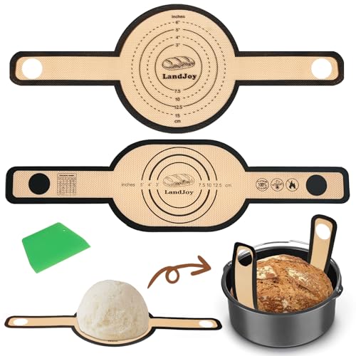 Backmatte Brot,Silikon Backmatte für Dutch Oven,Antihaft 2 PCS, leicht zu reinigen, wiederverwendbare Silikon Backmatte mit langen Griffen,Teigmatte mit Teigschneider Backmatte Brot,Silikon Backmatte für Dutch Oven,Antihaft 2 PCS, leicht zu reinigen, wiederverwendbare Silikon Backmatte mit langen Griffen,Teigmatte mit Teigschneider von LandJoy