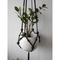 Blumenampel-Many Colors-32 "' Lang-Moderne Makramee Perlen Indoor Pflanzenhalter Mit Dunkelbraunen Oder Schwarzen Perlen, Ohne Quaste Blumenampel-Many Colors-32 "' Lang-Moderne Makramee Perlen Indoor Pflanzenhalter Mit Dunkelbraunen Oder Schwarzen Perlen, Ohne Quaste von LandOfMacrame