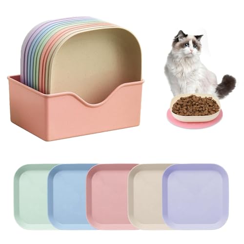 10 Stück Katzennapf mit Basis, Katzennapf Flach, Bunt Katzenfutter Napfset, Futternapf Katze, Katzenfressnapf, Fressnapf Katze Futternapf, Katzenschüssel Katzen, Katzennäpfe, Katzenteller von LandReCol