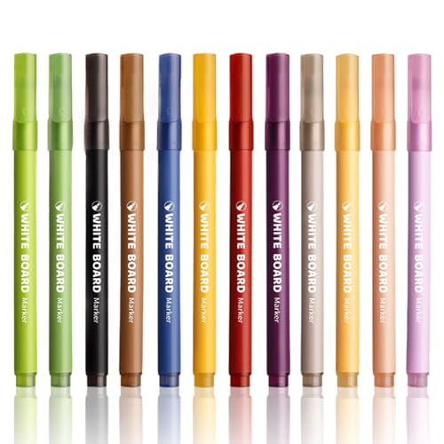LandReCol 12 Glasmarker Set, Glasmarkierer Für Trinkgläser Und Glas Markierung, Glasmalstifte Spülmaschinenfest Und Wasserlöslich, Ideal Für Partys, Feste Und Geschenke, 12 Farben von LandReCol