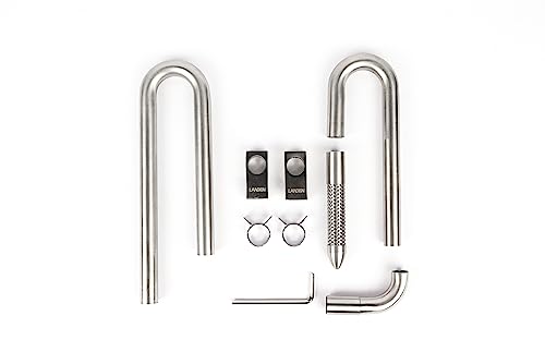 LANDEN 304 Edelstahl Lilienrohre mit Schellen für randloses Glasaquarium, EIN- und Abflussset (Rohrdurchmesser 12 mm) von Landen