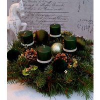 Adventskranz Moos Natürlich Frisch Blautanne Kranz Landhaus Weihnachten Deko Samtkugeln von Landhausgardinen