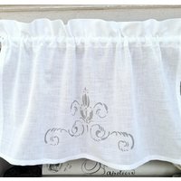 Scheibengardine Bistrogardine Leinengardine Vorhang Gardine Aus Leinen Bedruckt Print Scheibengardine Bistrogardine Leinengardine Vorhang Gardine Aus Leinen Bedruckt Print von Landhausgardinen