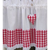 Scheibengardine Bistrogardine Raffgardine Gardine + Herzchen Kariert Karo Rot Weiß Scheibengardine Bistrogardine Raffgardine Gardine + Herzchen Kariert Karo Rot Weiß von Landhausgardinen