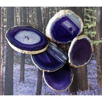 Kleine 18K Goldkante Benutzerdefinierte Aubergine Lila Achat Schublade Zieht Knäufe von LandiDesigns
