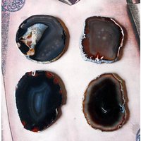 Natürliche Brown Schwarz Achat Druzy Scheibe Edelstein-Untersetzer von LandiDesigns