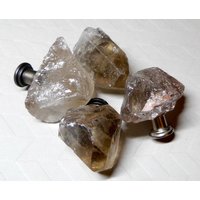 Rauchquarz-Edelstein Xx Qualitätschubladenzug Knäufe Benutzerdefinierte Geschnittene Rohe Schubladen-Hardware-Schrankgriff Schrauben Enthalten von LandiDesigns
