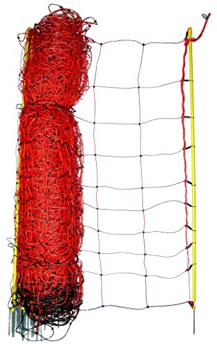Landkaufhaus Mayer *LKH* Schafnetz Schafzaun 90cm hoch, 50m lang, inkl. 14 Stäbe mit Metallspitze auch für größere Hunde geeignet! + *Warnschild* von Landkaufhaus Mayer