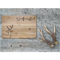 Personalisiertes Holz Frühstücksbrett Mit Hochwertiger Laser-Gravur in Zwei Größen, Das Perfekte Geschenke Für Jäger Und Jägerinnen von Landkautz