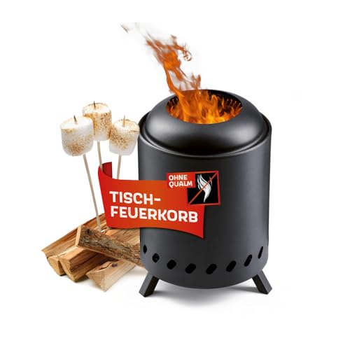 LANDMANN Feuerschale rauchfrei | Outdoor Feuerkorb | Feuertonne für Garten, Terrasse & Camping | klein & rund mit Ø 18 cm | Raucharme Holzverbrennung |Effiziente Luftzurikulation von Landmann