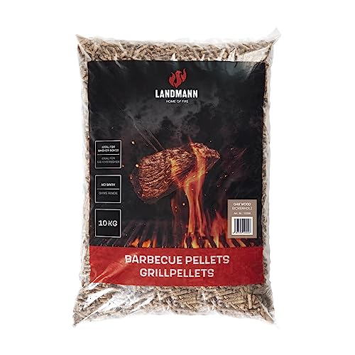 LANDMANN Grillpellets Eiche 10kg | Für die besonders rauchige Note | Für Smoker, Pellet- und Holzkohlegrills & Pizzaöfen geeignet | Geringer Verbrauch | Ideal auch für Räucherboxen [Braun] von Landmann