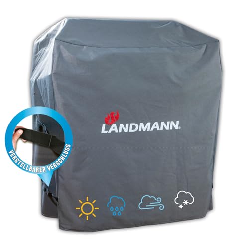 LANDMANN Premium Wetterschutzhaube | Aus robustem Polyestergewebe & Wasserdicht | UV-beständig, Atmungsaktiv & Kältebeständig | Geeignet für den GRILLCHEF Gasbräter Profi 4 BR [60 x 96 x 120 cm] von Landmann