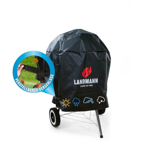 Landmann Grillabdeckung | PVC Grillzubehör - Wetterfest | Abdeckhaube für Grills | Grillhaube, Abdeckplane für Outdoor | Wetterschutzhaube für Grill - reißfest | 70x90 cm, Schwarz von Landmann