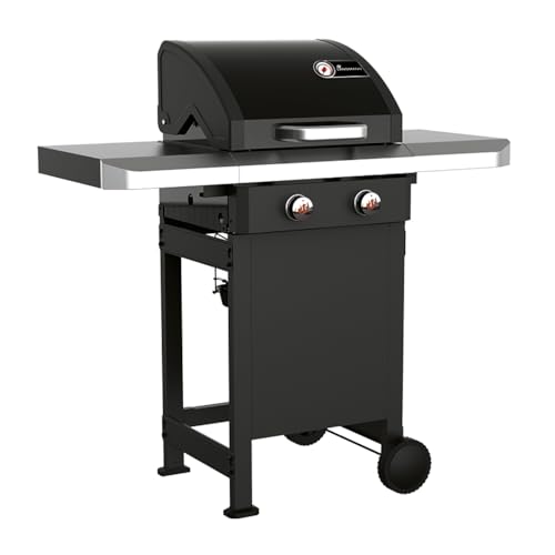 Landmann Rexon PTS 2.0 Gasgrill | 135 cm | 2 stufenlos einstellbare Edelstahlbrenner | Doppelwandiger Deckel mit Thermometer [schwarz] von Landmann