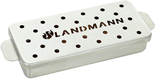 LANDMANN Selection Räucherbox | Zum Räuchern mit Holzchips, Holzpellets, Räuchermehl | Verfeinert Grillgut mit rauchiger Note | Für Gas- und Holzkohlegrills | Fassungsvermögen 700 ml [Edelstahl] von Landmann