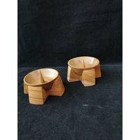 2 Stück 50Er Jahre Kerzenständer Mid Century Holz von Landmum