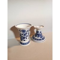 2 X Shabby Vintage Porzellan Set Hutschenreuther Vase Und Kerzenhalter 2 X Shabby Vintage Porzellan Set Hutschenreuther Vase Und Kerzenhalter von Landmum